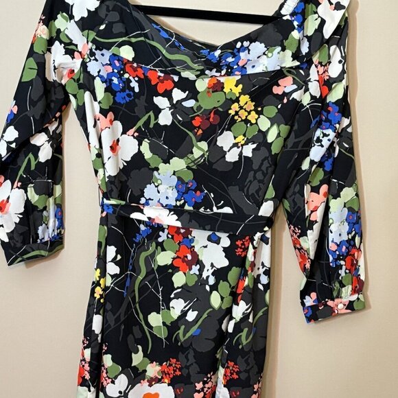 Banana Republic Off the Shoulder Floral Dress Black Women's Size S - Picture 11 of 15